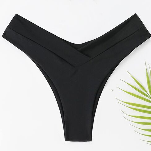 YELAIVP Women's V Cut Bikini Bottom Cheeky High Waisted High Cut Swimsuit Bathing Suit Bottoms in Kuwait
