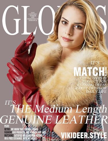VIKIDEER Elegant Winter Black Long Leather Gloves for Women Full Touchscreen Womens Ladies Warm Lined Genuine Leather Gloves in Kuwait