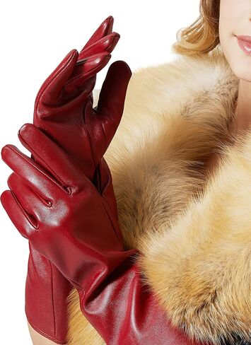 VIKIDEER Elegant Winter Black Long Leather Gloves for Women Full Touchscreen Womens Ladies Warm Lined Genuine Leather Gloves in Kuwait