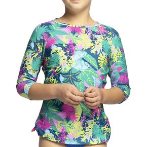 Girl Modest Tznius Rashguard for Girls, 3/4 Sleeve UPF 50+ Sun Protection