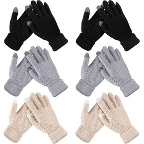 SATINIOR 6 Pair Women Winter Touch Screen Gloves Fleece Lined Knit Mitten for Woman Girl