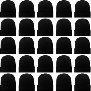 25 Pack Winter Beanie Hats Bulk for Men Women, Wholesale Knit Beanies Cold Weather Skull Caps