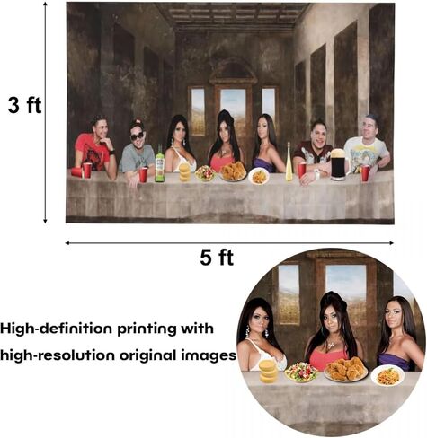 Funny Meme Flags Jersey Shore Tapestry The Last Family Dinner Tapestry Room Flags Dorm Backdrop Wall Art Aesthetic Home Decor (3x5 FT) in Saudi Arabia
