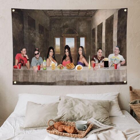Funny Meme Flags Jersey Shore Tapestry The Last Family Dinner Tapestry Room Flags Dorm Backdrop Wall Art Aesthetic Home Decor (3x5 FT) in Saudi Arabia