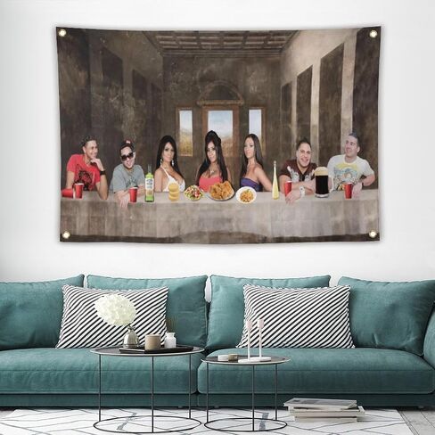 Funny Meme Flags Jersey Shore Tapestry The Last Family Dinner Tapestry Room Flags Dorm Backdrop Wall Art Aesthetic Home Decor (3x5 FT) in Saudi Arabia