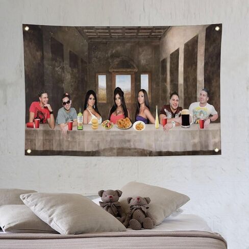Funny Meme Flags Jersey Shore Tapestry The Last Family Dinner Tapestry Room Flags Dorm Backdrop Wall Art Aesthetic Home Decor (3x5 FT) in Saudi Arabia