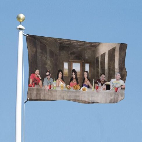 Funny Meme Flags Jersey Shore Tapestry The Last Family Dinner Tapestry Room Flags Dorm Backdrop Wall Art Aesthetic Home Decor (3x5 FT) in Saudi Arabia