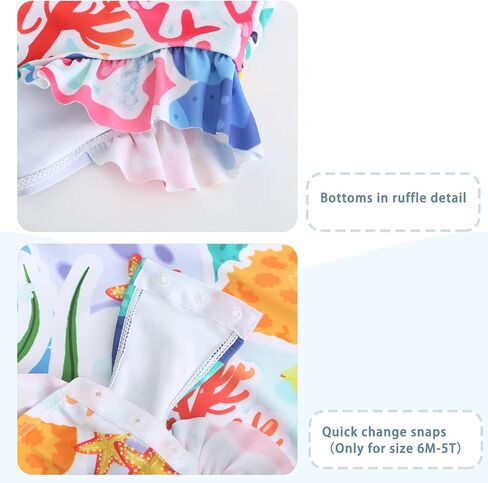 Baby Girls One Piece Swimsuits Long Sleeve Rash Guard Swimshirts Kids Sun Protection Bathing Suits in Saudi Arabia