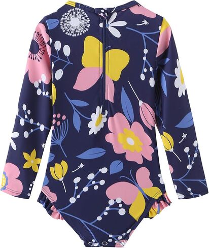 Baby Girls One Piece Swimsuits Long Sleeve Rash Guard Swimshirts Kids Sun Protection Bathing Suits in Saudi Arabia