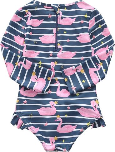 Baby Girls One Piece Swimsuits Long Sleeve Rash Guard Swimshirts Kids Sun Protection Bathing Suits in Saudi Arabia