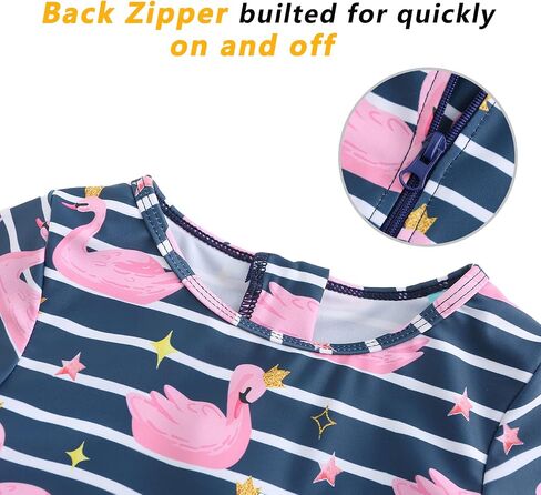 Baby Girls One Piece Swimsuits Long Sleeve Rash Guard Swimshirts Kids Sun Protection Bathing Suits in Saudi Arabia