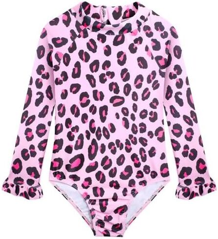 Alakuoti Long Sleeve One Piece Ruffle Swimsuit for Toddler Girls Baby Girl Rashguard Shirt with UPF 50+ Sun Protection in Saudi Arabia
