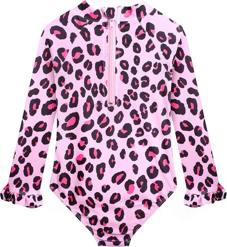 Alakuoti Long Sleeve One Piece Ruffle Swimsuit for Toddler Girls Baby Girl Rashguard Shirt with UPF 50+ Sun Protection in Saudi Arabia
