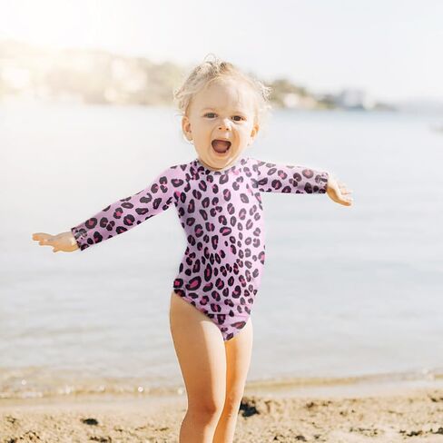 Alakuoti Long Sleeve One Piece Ruffle Swimsuit for Toddler Girls Baby Girl Rashguard Shirt with UPF 50+ Sun Protection in Saudi Arabia