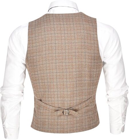 VOBOOM Men's V-Neck Suit Vest Casual Slim Fit Dress 6 Button Vest Waistcoat in Saudi Arabia