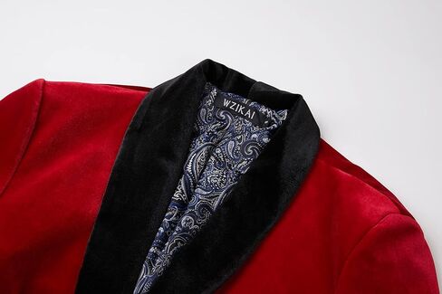 WZIKAI Mens Velvet Blazer Slim Fit One Button Solid Suit Jacket Sport Coat for Wedding Prom Dinner Party in Kuwait