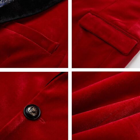 WZIKAI Mens Velvet Blazer Slim Fit One Button Solid Suit Jacket Sport Coat for Wedding Prom Dinner Party in Kuwait