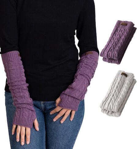 Brook + Bay Knit Arm Warmers for Women - Winter Fingerless Arm Warmers & Wrist Warmer w/Thumbhole - Long Fingerless Gloves in Saudi Arabia