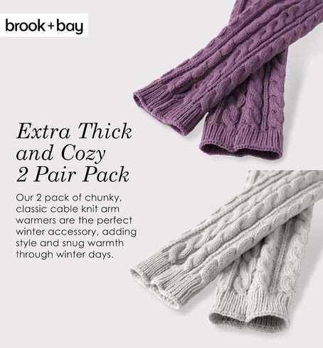 Brook + Bay Knit Arm Warmers for Women - Winter Fingerless Arm Warmers & Wrist Warmer w/Thumbhole - Long Fingerless Gloves in Saudi Arabia