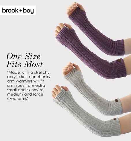 Brook + Bay Knit Arm Warmers for Women - Winter Fingerless Arm Warmers & Wrist Warmer w/Thumbhole - Long Fingerless Gloves in Saudi Arabia