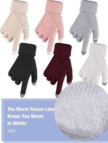 قفازات ساتينيور 6 أزواج للنساء لشاشات اللمس الشتوية مبطنة بالصوف للنساء والفتيات in Kuwait