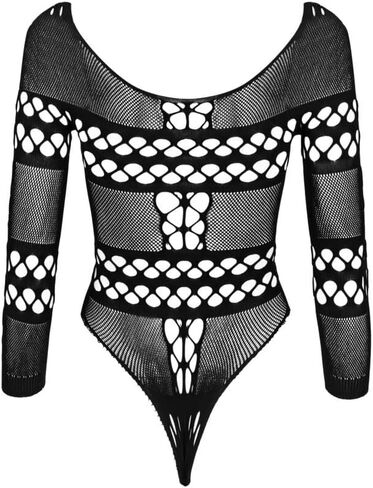 لباس داخلي نسائي من Lunedear مصنوع من شبكة صيد السمك، ملابس داخلية مثيرة للهالوين، الشيطان القوطي، من شبكة صيد السمك، لون أسود in Kuwait