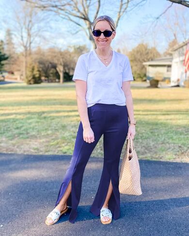 GRAPENT 2023 Dress Pants Wide Leg Pants for Women Flare Pants Pull On Business Casual Work Trousers Split Hem Slacks in Saudi Arabia