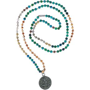 KELITCH Yoga Buddha Pendant Necklaces Y-Shaped Necklaces Natural Stone Beaded Necklaces Statement Mala Jewelry