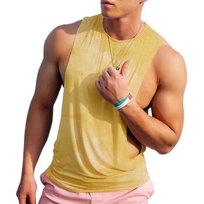 قمصان Ychnaim الرجالية بدون أكمام بدون أكمام Muscle Stringer بدون أكمام مفتوحة لصالة الألعاب الرياضية وتدريبات كمال الأجسام in Kuwait