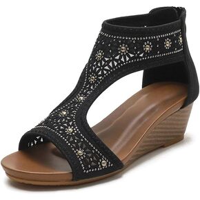WOJWSKI Women's Slide Wedge Sandal Open Toe High Heel Zipper Back Platform in Kuwait