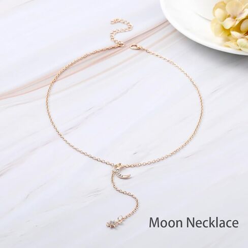 Edary Boho Moon Y-Necklace الهلال القلائد سلسلة كريستال قلادة القلائد سلسلة مجوهرات اكسسوارات للنساء والفتيات (الذهب) in Saudi Arabia