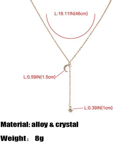 Edary Boho Moon Y-Necklace الهلال القلائد سلسلة كريستال قلادة القلائد سلسلة مجوهرات اكسسوارات للنساء والفتيات (الذهب) in Saudi Arabia