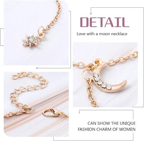 Edary Boho Moon Y-Necklace الهلال القلائد سلسلة كريستال قلادة القلائد سلسلة مجوهرات اكسسوارات للنساء والفتيات (الذهب) in Saudi Arabia