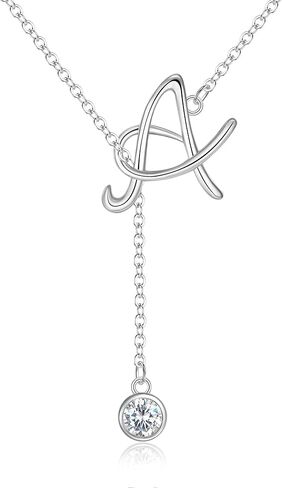 EVER FAITH قلادة أولية صغيرة 925 مكعبة من الفضة الإسترليني زركونيا Y على شكل حرف الوهق قلادة سوليتير قلادة مجوهرات للمرأة in Kuwait