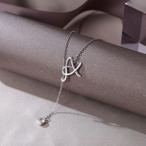 EVER FAITH قلادة أولية صغيرة 925 مكعبة من الفضة الإسترليني زركونيا Y على شكل حرف الوهق قلادة سوليتير قلادة مجوهرات للمرأة in Kuwait