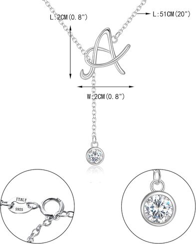 EVER FAITH قلادة أولية صغيرة 925 مكعبة من الفضة الإسترليني زركونيا Y على شكل حرف الوهق قلادة سوليتير قلادة مجوهرات للمرأة in Kuwait