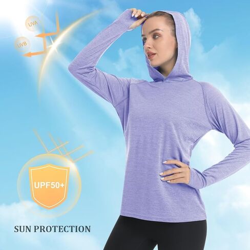 Bnokifin Women's UPF 50+ Sun Protection Shirts Long Sleeve Athletic Workout Lightweight Hoodies in Saudi Arabia