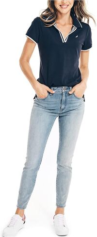 Nautica Women's Sustainably Crafted Ocean Split-Neck Polo in Saudi Arabia