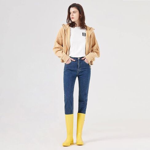 Cute Tall Rain Boots for Women, Waterproof Non-Slip Garden Boots | Fashion Glossy Rubber Boots, Lightweight Outdoor Garden Shoes, Work Booties, Mud Boots, Farm Boots, Removable Comfort Insole in Saudi Arabia