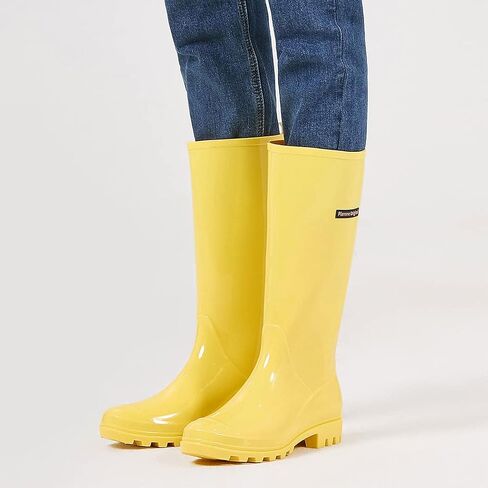 Cute Tall Rain Boots for Women, Waterproof Non-Slip Garden Boots | Fashion Glossy Rubber Boots, Lightweight Outdoor Garden Shoes, Work Booties, Mud Boots, Farm Boots, Removable Comfort Insole in Saudi Arabia