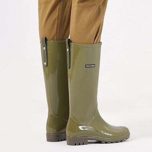 Cute Tall Rain Boots for Women, Waterproof Non-Slip Garden Boots | Fashion Glossy Rubber Boots, Lightweight Outdoor Garden Shoes, Work Booties, Mud Boots, Farm Boots, Removable Comfort Insole in Kuwait