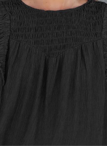 Dokotoo Casual Womens Tops Bubble Long Sleeve Crewneck Smocked Ruffle Shirts Blouses in Saudi Arabia