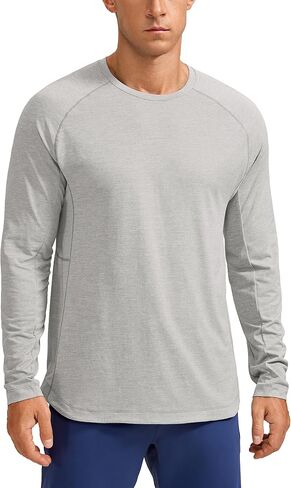 CRZ YOGA Men's Long Sleeve Shirts Lightweight Running Workout Shirts Moisture Wicking Quick Dry Tee Shirt Tops in Saudi Arabia