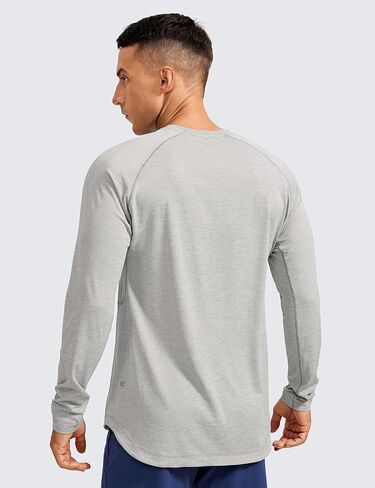 CRZ YOGA Men's Long Sleeve Shirts Lightweight Running Workout Shirts Moisture Wicking Quick Dry Tee Shirt Tops in Saudi Arabia