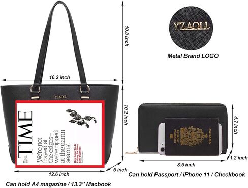 YZAOLL Purses for Women Faux Leather Medium Large Tote Satchel Shoulder Purse Handbag Wallet set in Kuwait
