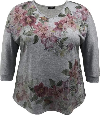 LEEBE Women's Plus Size 3/4 Sleeve Print Top (1X-5X) in Saudi Arabia