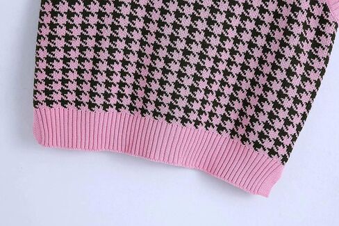 Sdencin سترة نسائية منسوجة بنمط houndstooth سترة بدون أكمام فضفاضة برقبة على شكل حرف v 90s صدرية بلوفر تريكو in Saudi Arabia