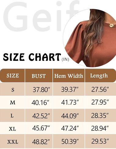 Geifa Sweatshirts for Women Crewneck Puff Sleeve Tunic Tops Lightweight Sweaters Fashion 2023 in Kuwait