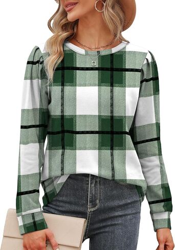 Geifa Sweatshirts for Women Crewneck Puff Sleeve Tunic Tops Lightweight Sweaters Fashion 2023 in Kuwait