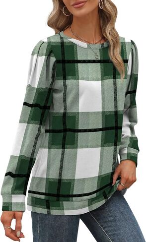 Geifa Sweatshirts for Women Crewneck Puff Sleeve Tunic Tops Lightweight Sweaters Fashion 2023 in Kuwait